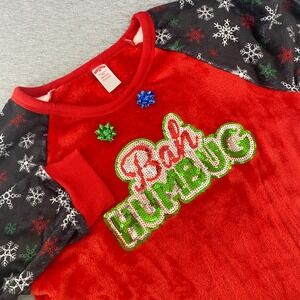 Holiday Time Women's‎ XXL Bah Humbug Fuzzy Ugly Christmas Sweatshirt Top Shirt